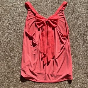 Coral Flowy Blouse Tank Top with Pretty Bow on back